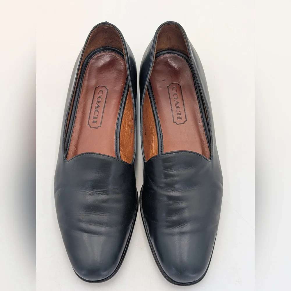 COACH Made In Italy Women's Size 6M Classic Navy Genuine Smooth Leather Loafers - Picture 14 of 17